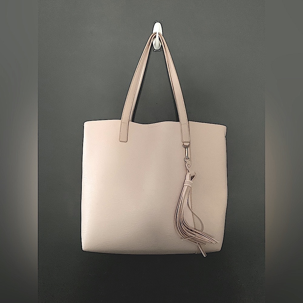 Ulta Faux Leather Pink Tassle Tote Bag Large